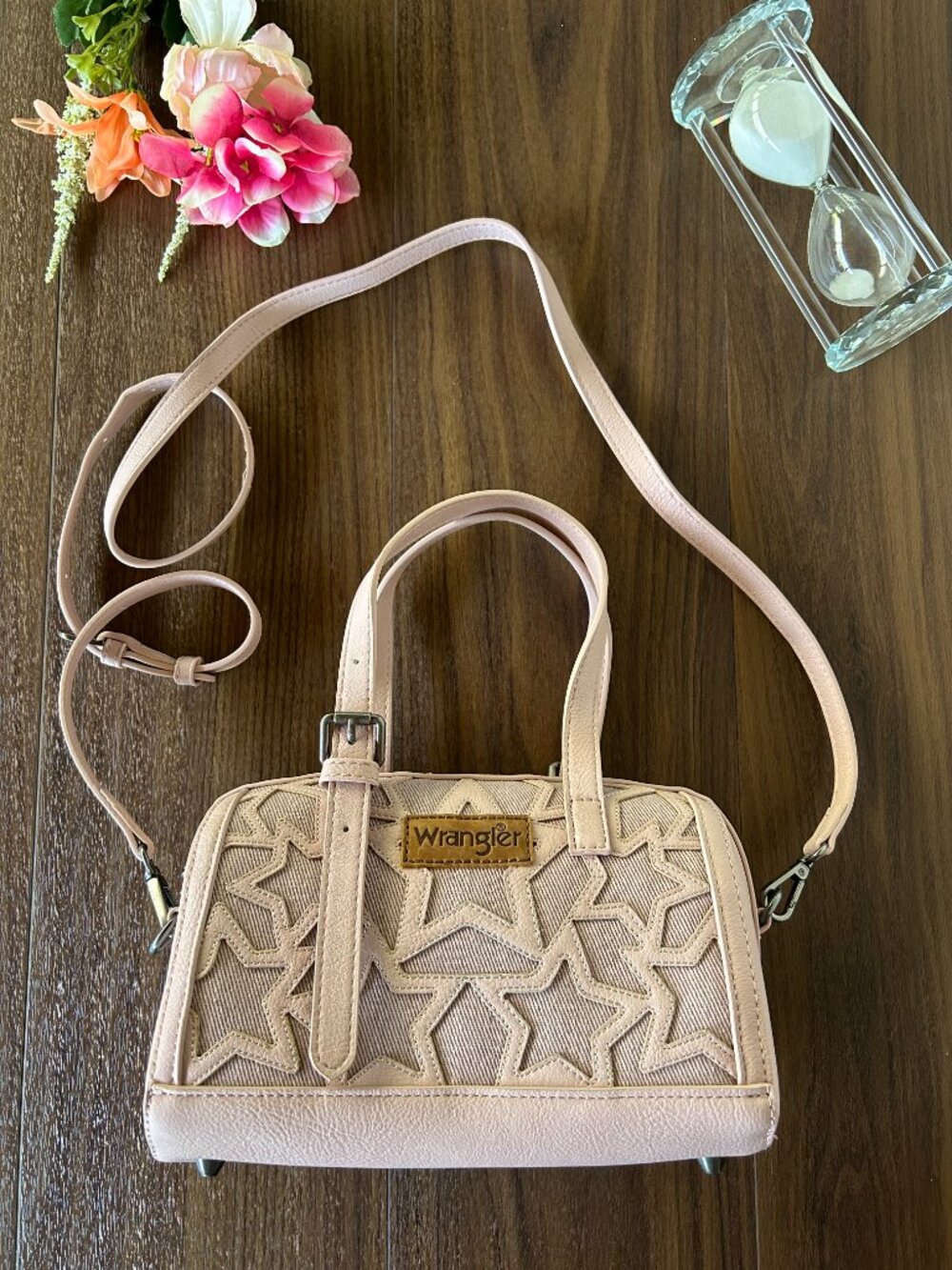 Wrangler Pink Star Western Satchel Bag Blue Crossbody Purse